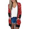 Women's Casual Long Sleeve Front Cardigan Gradual Christmas Printed Top Lightweight Jacket