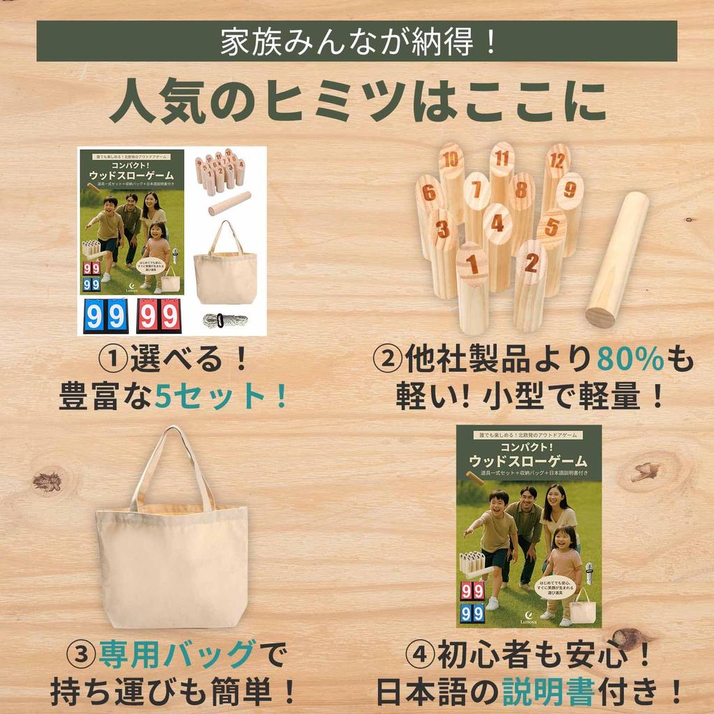 Lunova Wood Throw Game Mini Unit A New Game for the Whole Perfect for Indoor and Outdoor and Outdoor Compact and Perfect for Indoor and Outdoor (Main
