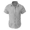 Men Casual Striped Short Sleeve Outdoor Beach Hawaiian Shirt