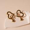 Dark Old Zircon Love Saturn Silver Needle Earrings Fashion Temperament Earrings
