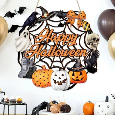 Halloweenská dřevěná plaketa na dveře, cedule na dvůr, obývací pokoj, zahradu
