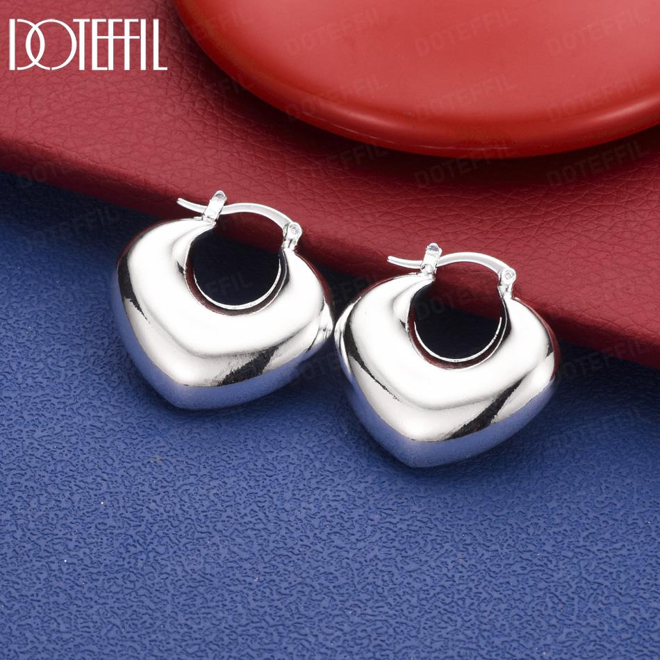 925 Sterling Silver Polished 3D Heart Earrings - Exquisite Wedding Jewelry