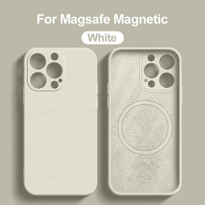 Pour étui magnétique Magsafe Pour 16 15 14 13 12 11 Pro Max 16 Plus Silicone Liquide Charge sans fil Housse Accessoires pour téléphone