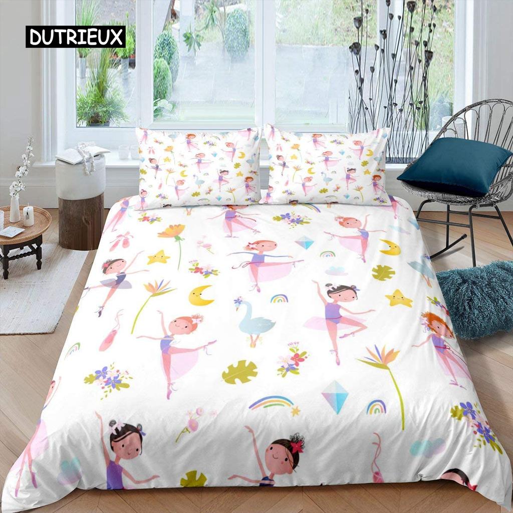 Ballet Duvet Cover Galaxy Ballet Dance Twin Bedding Set Glitter Graceful Dancer Dreamy Girly Queen King Polyester Quilt Cover