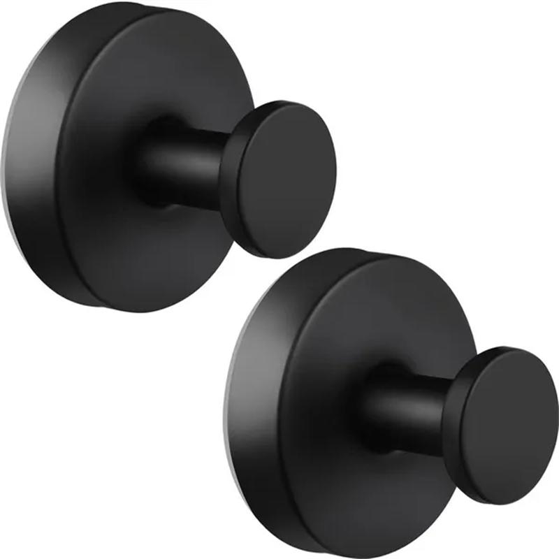 2pcs Suction Cup Hook Silver/Black Stainless Steel No Need To Punch Towel Holder Coat Bath Robe Hook For Kitchen Bathroom Toilet