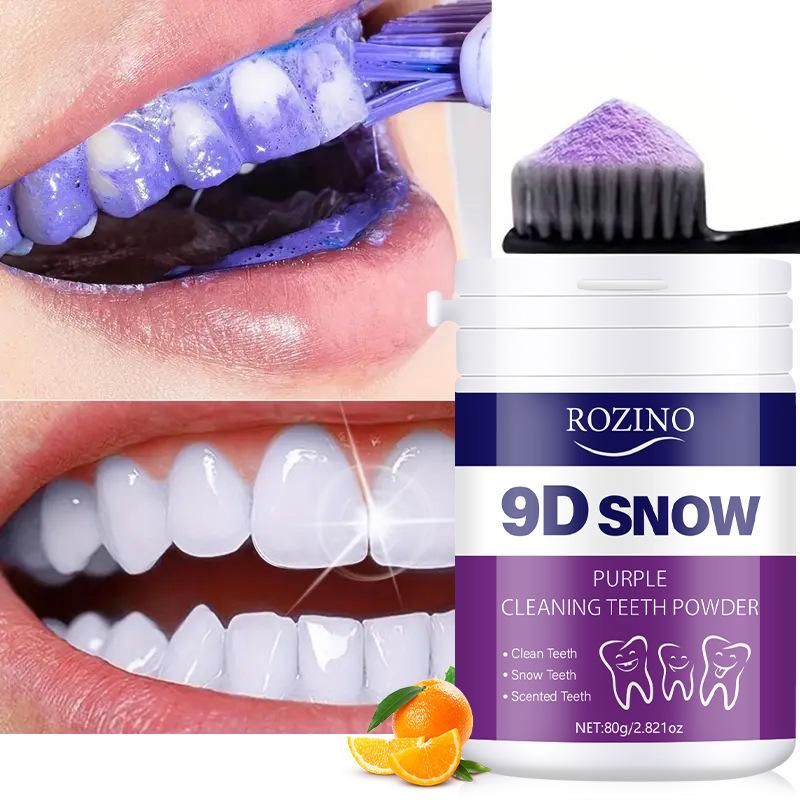 Purple Whitening Tooth Powder for Teeth Cleaning, Removes Yellow Stains & Tartar, Freshens Breath, Natural Herbal Formula, 100g