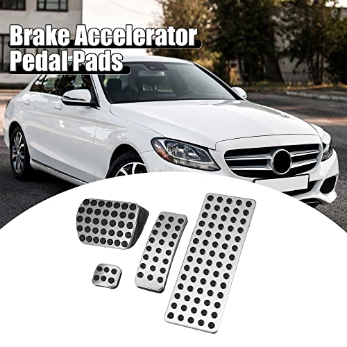 ACROPIX Brake Gas Accelerator Pedal Cover for Mercedes-Benz CLA GLB Silver Tone 4pcs