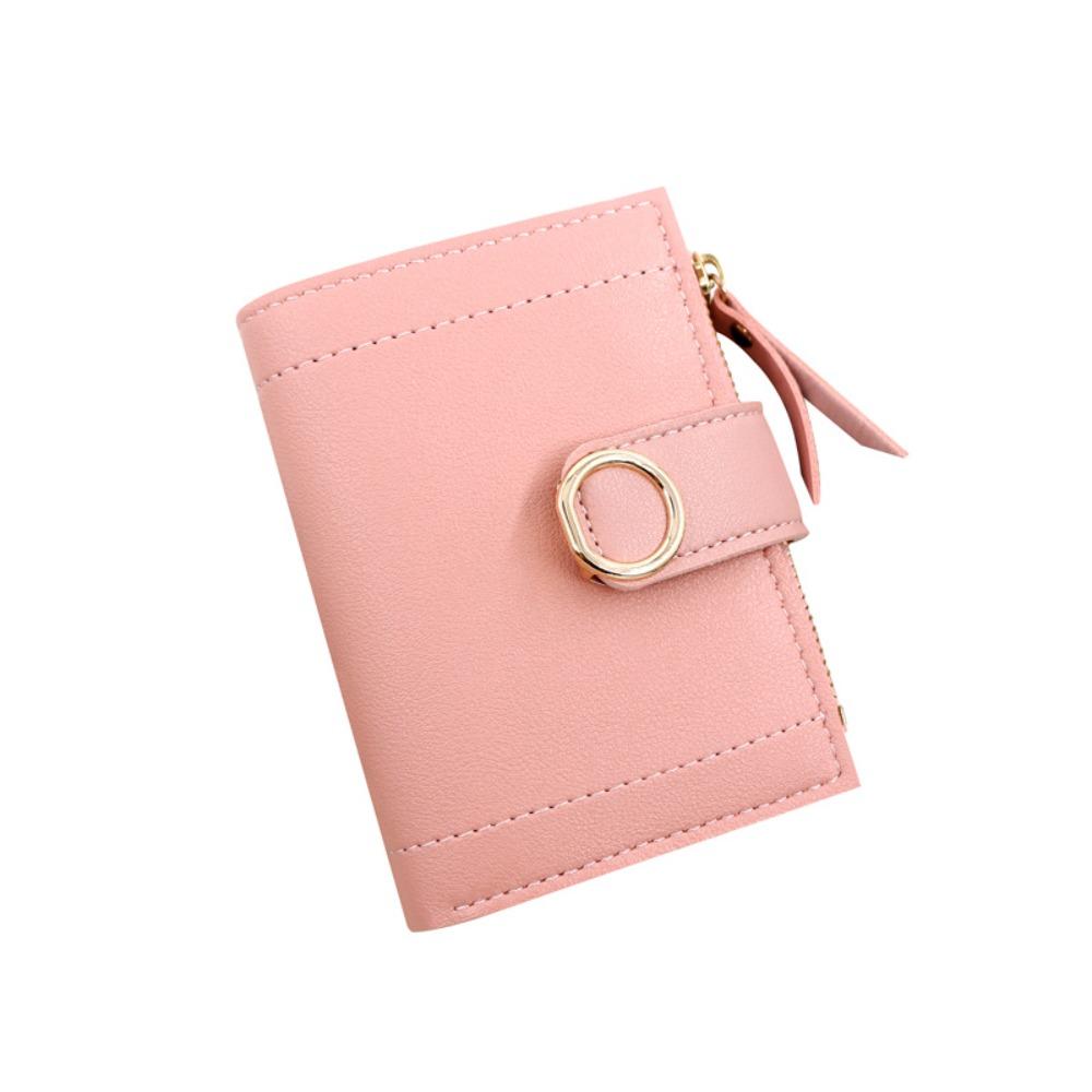 

PU Leather Women Wallet Large Capacity Zipper Short Purses Wear-resistant Multiple Card Slots Card Holder For Girls Women s розовый