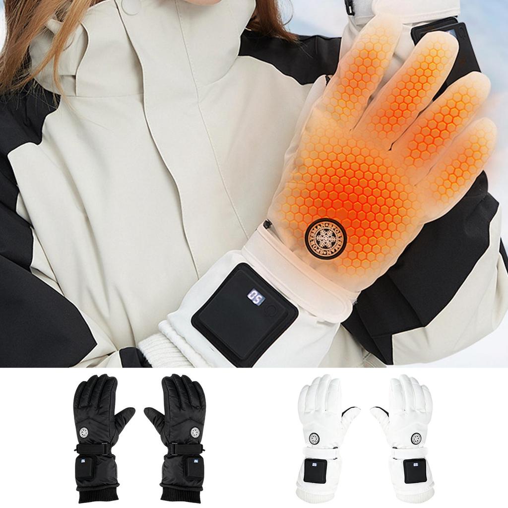 Winter Unisex Snowboard Ski Gloves Polyester Non-slip 3 Temp Settings Waterproof Motorcycle Cycling Warm Snow Gloves