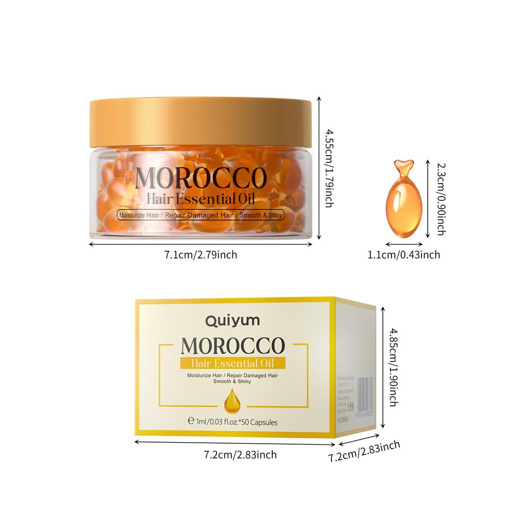 50 capsule*1 ml Capsule marocane pentru îngrijirea părului, păr neted pe verticală, departe de încrețire și uscăciune, proaspăt și negras, potrivit pentru toate tipurile de păr
