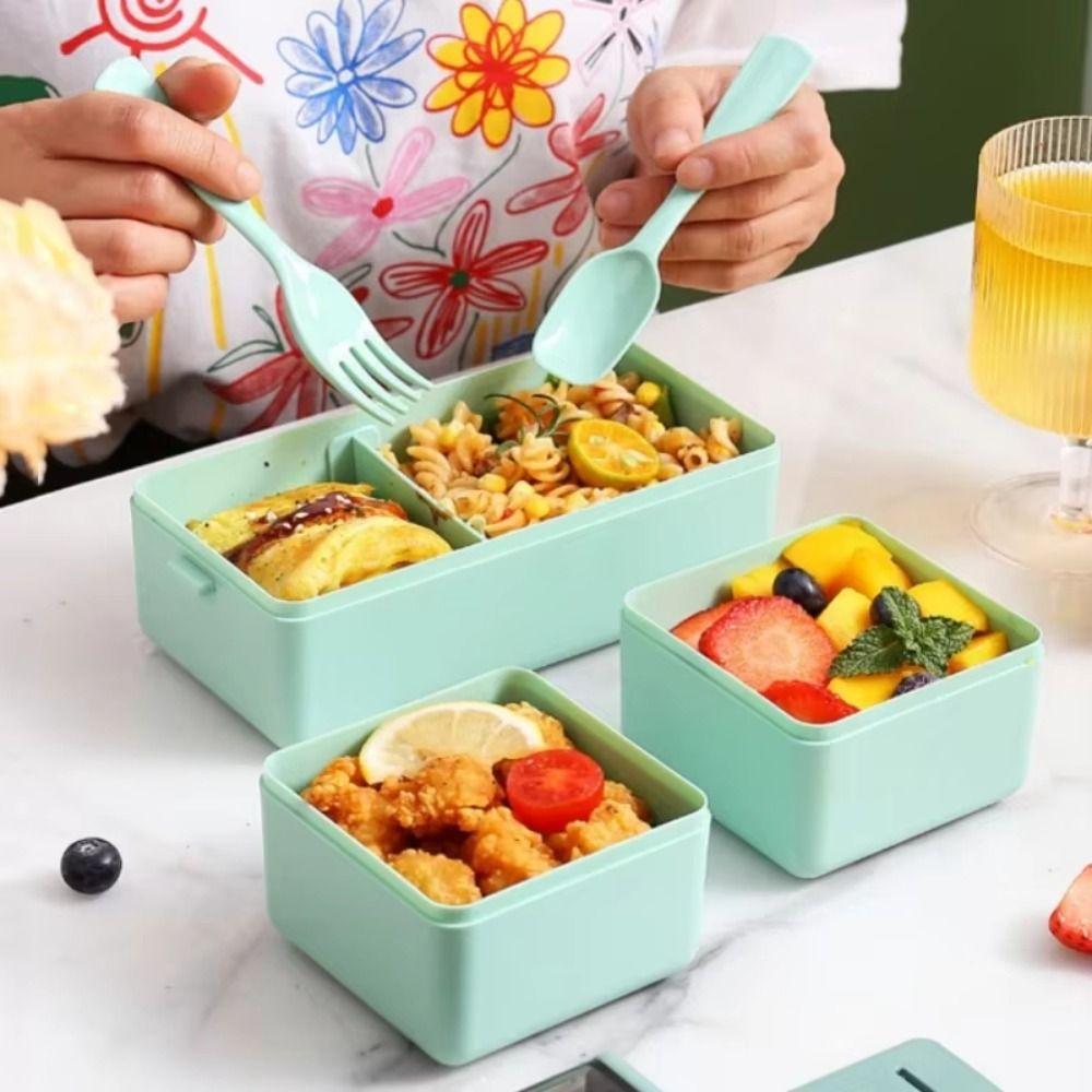 Single/Double Layer Travel Food Container 700/1400ml Capacity Food Lunchbox  For Kids