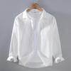 Men's High-End Oxford Long-Sleeve Shirt - Pure White Japanese Hong Kong Style - Spring/Autumn Casual Top
