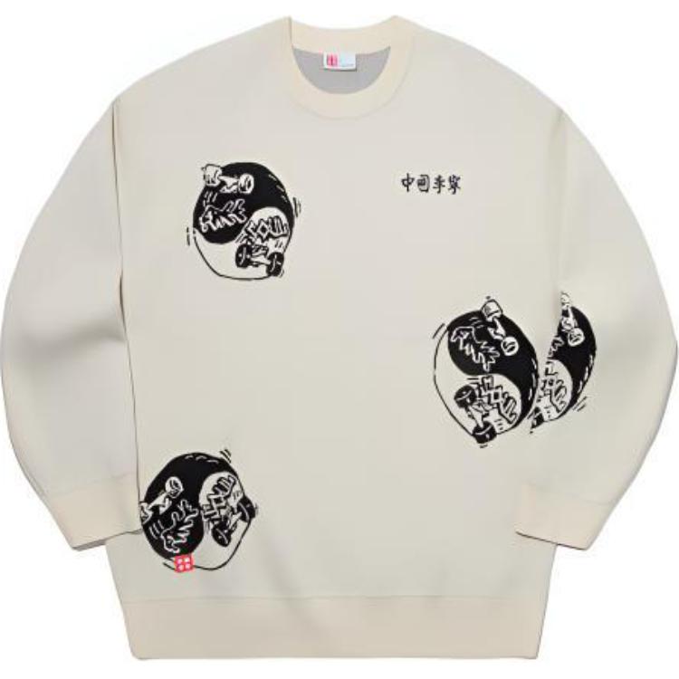 

Свитшот с круглым вырезом и длинными рукавами с логотипом Li Ning, унисекс, кремово-желтый AMBU317-1 XL