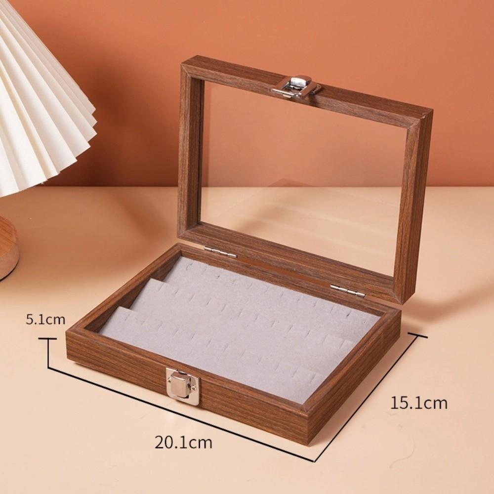Dustproof Jewelry Box Walnut Color Jewelry Display Box Vintage Ring Necklace Storage Box  Bracelets