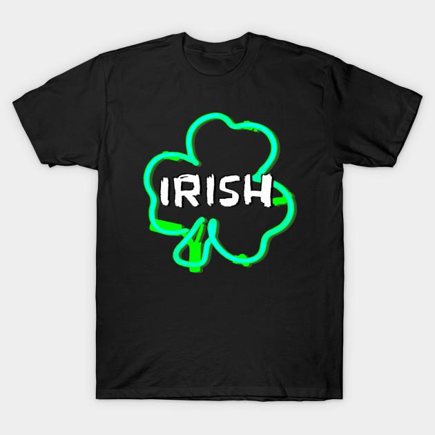 Men Black Print T-shirt Irish Neon Shamrock No-Cut Transfer Paper Print Cotton Tshirt M чёрный
