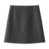 Women's Gray Wool High-Waist Bodycon Midi Skirt - Autumn/Winter 2024 A-Line Design