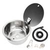 RV Bar Sink 10.2 X 5.1inch Stainless Steel Round Kitchen Sink with Tempered Glass Lid 40mm Drain Hole for Boat Caravan