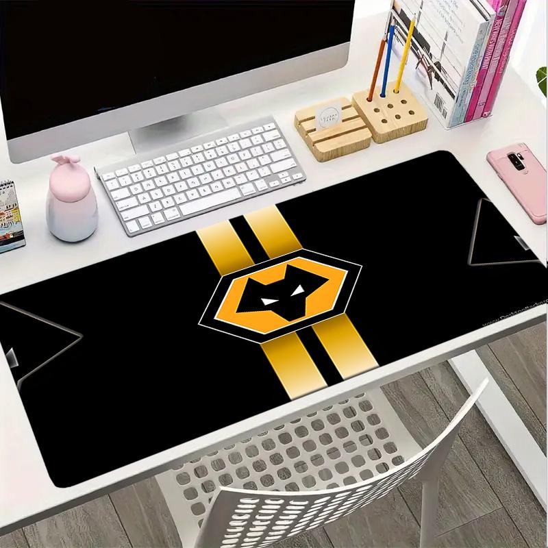 Flammende Wölfe Emblem Wanderer Mauspads, Gaming-Mauspad, Tastaturmatte, Schreibtischdekoration für Computer-Notebook, Fan-Geschenk, Geburtstagsgeschenk