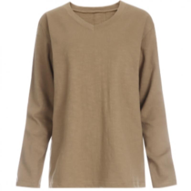 Shop Women Basic V Neck Slub CoTTon Long sleeVe T shirT minT Dai Wsh 1056