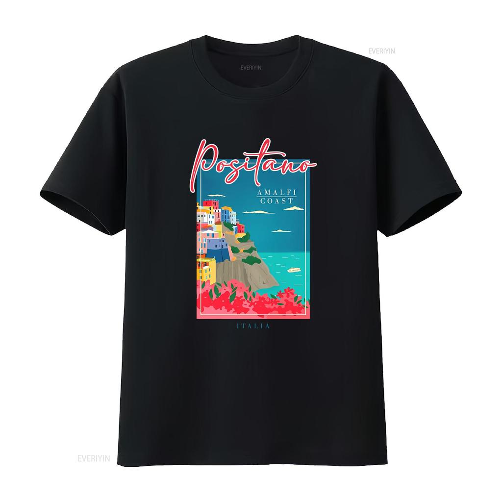 Positano T-Shirt Italien Amalfiküste Italia Kleidung Tourist vintage Gewaschen Mode Stilvoll Bequem Grafik Unisex Leicht