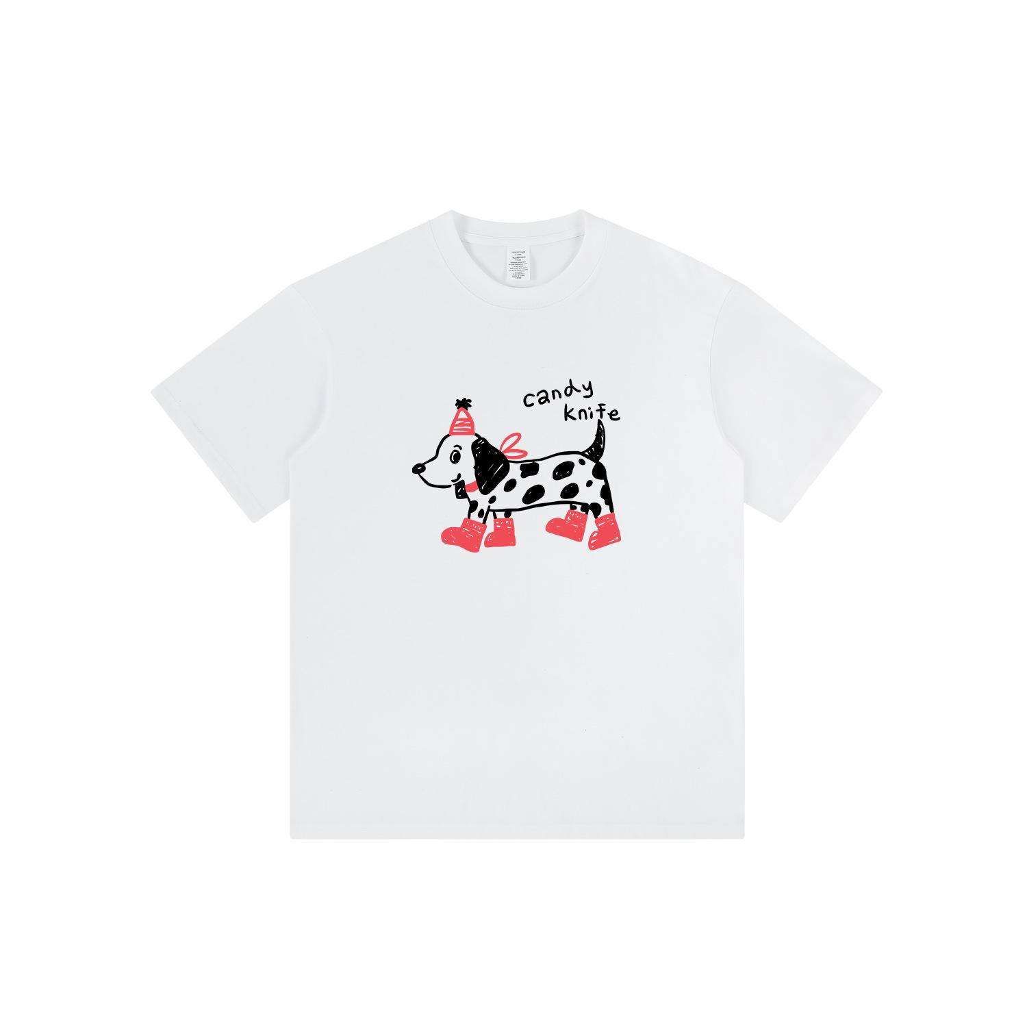 

Trendy Women s Loose Fit White Dalmatian Print Short-Sleeve T-Shirt 2XL бежевый