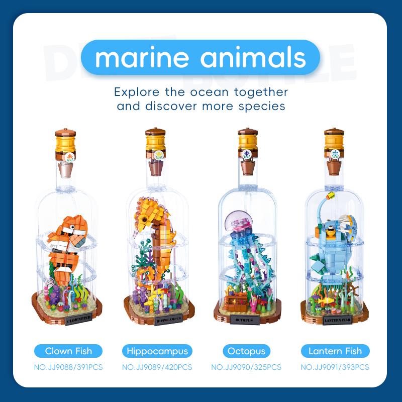 391Pcs Light-Up Message In A Bottle Eco-Tank Model Assembly Toy Home Decor Moc Building Blocks Set Kids Birthday Gift