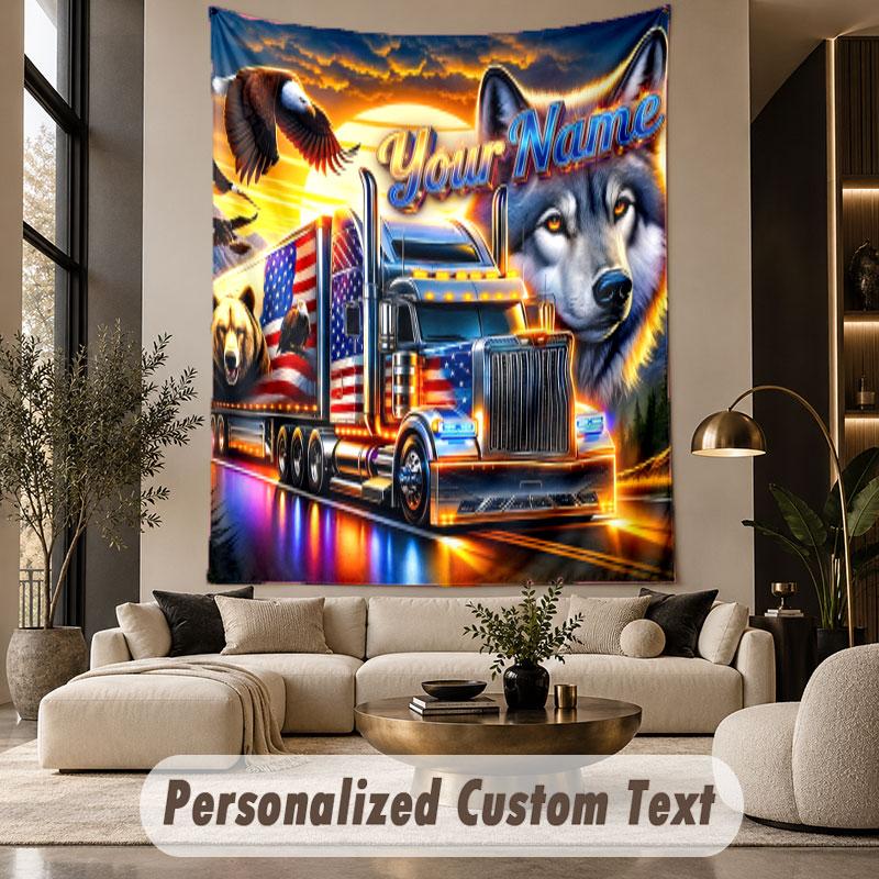 Camion (31) Arazzo Personalizzato con Tema Testo Nome Personalizzato Appeso a Parete Arazzo Decorazione per la Casa Tessuto di Sfondo