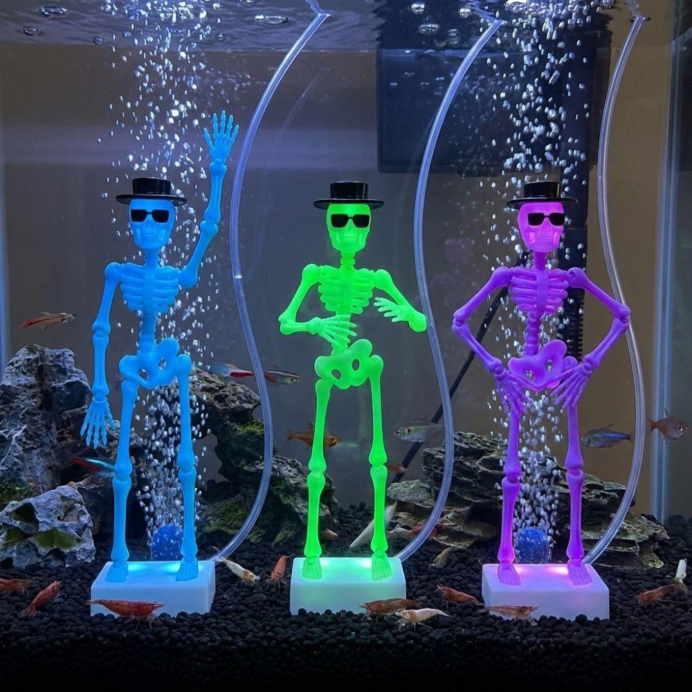 Ornamenti per Acquario Teschio Danzante Stampati in 3D Scheletro Dinamico Aeratore Appassionati di Acquari