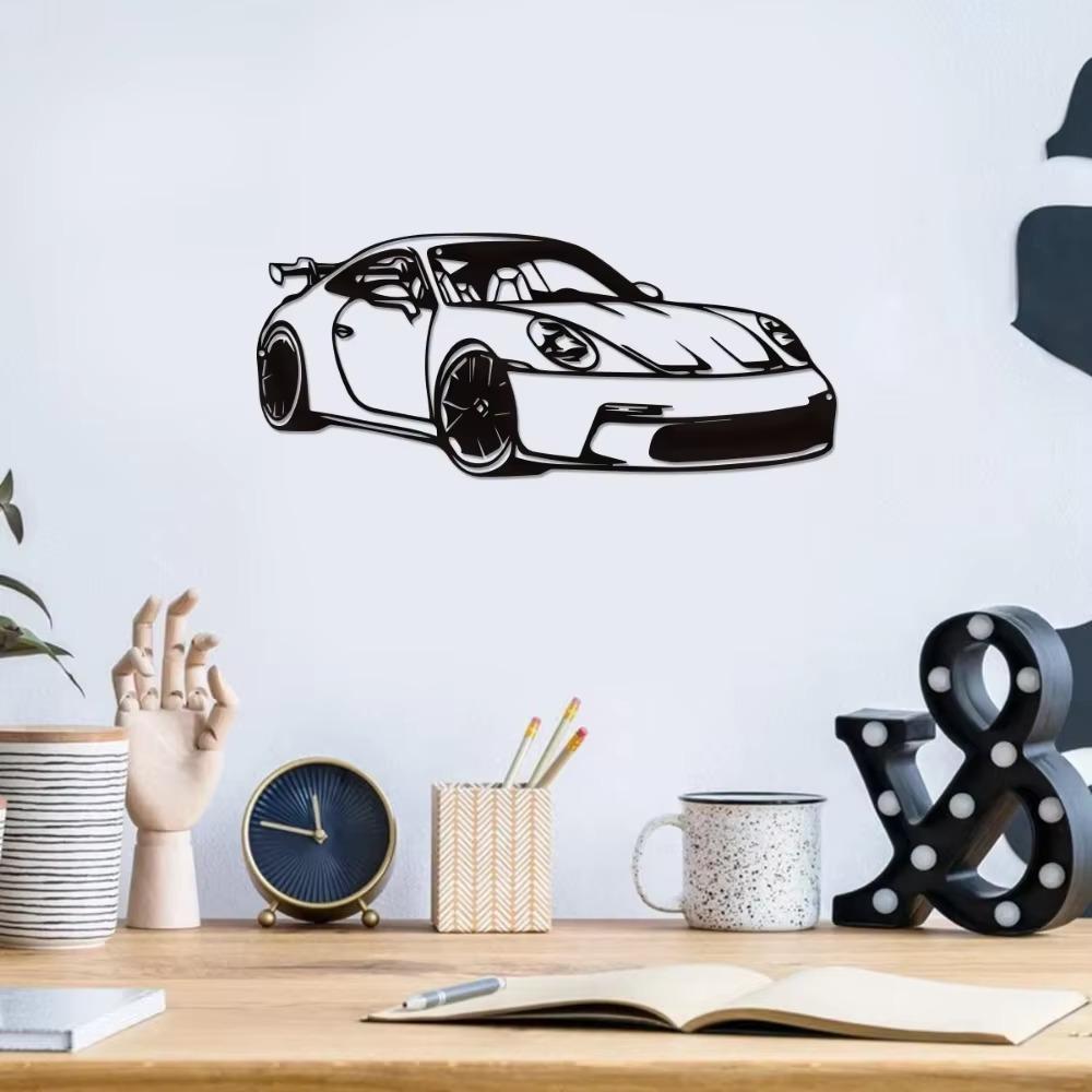 Metal Wall Art 911 Front Metal Car Silhouette Wall Art Perfect for Metal Wall Art Decor and Gift for Car Lovers and Enthusiasts
