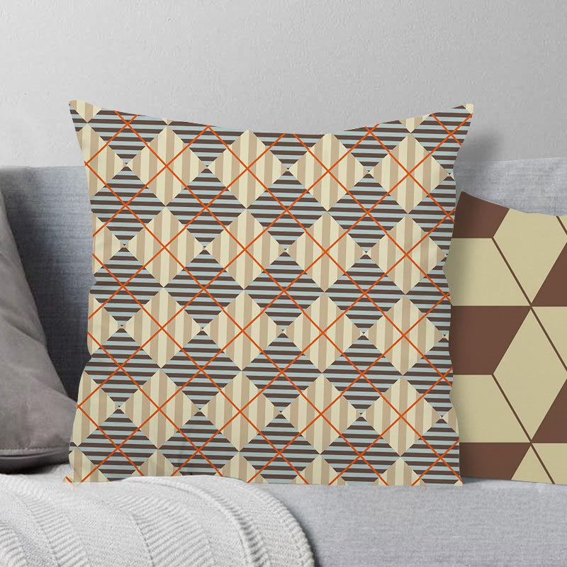 Colored Plaid Geometric Pillow Cover Contrasting Color Creative Pillow Cover Quilt Cover Premium Durable Quality