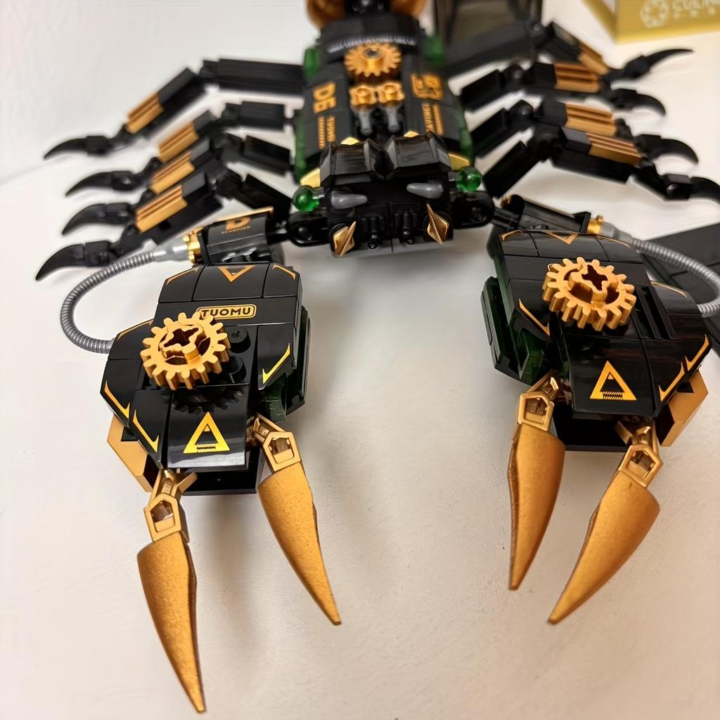 Tech Series Skorpion Baustein Set, Mechanisches Element Tier Modell, Schwarz, Coole Optik/Realistisches Detail Design, Hochwertiges Langlebiges ABS