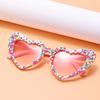 Heart-Shaped Frame Pearl Sunglasses Colorful English Letters Travel Glasses Bride Eyewear Sun-Protective Black Shades Glasses