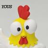 Cartoon Rooster Collectible 3D Printed Figurine, Mini Desktop Big-Eyed Worker Stress Relief Toy Ornament, Funny Cute Emoticon Animal Sculpture,