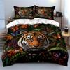 Tiger Flowers, Butterflies, Foliage Print Bedding Set 1 Duvet Cover 2 Pillowcases For Adult And Children Luxury Gift Full Size