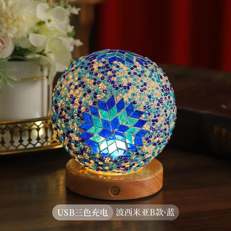 Small Night Light Mosaic Desk Lamp Light Luxury Petal Ornament Lamp
