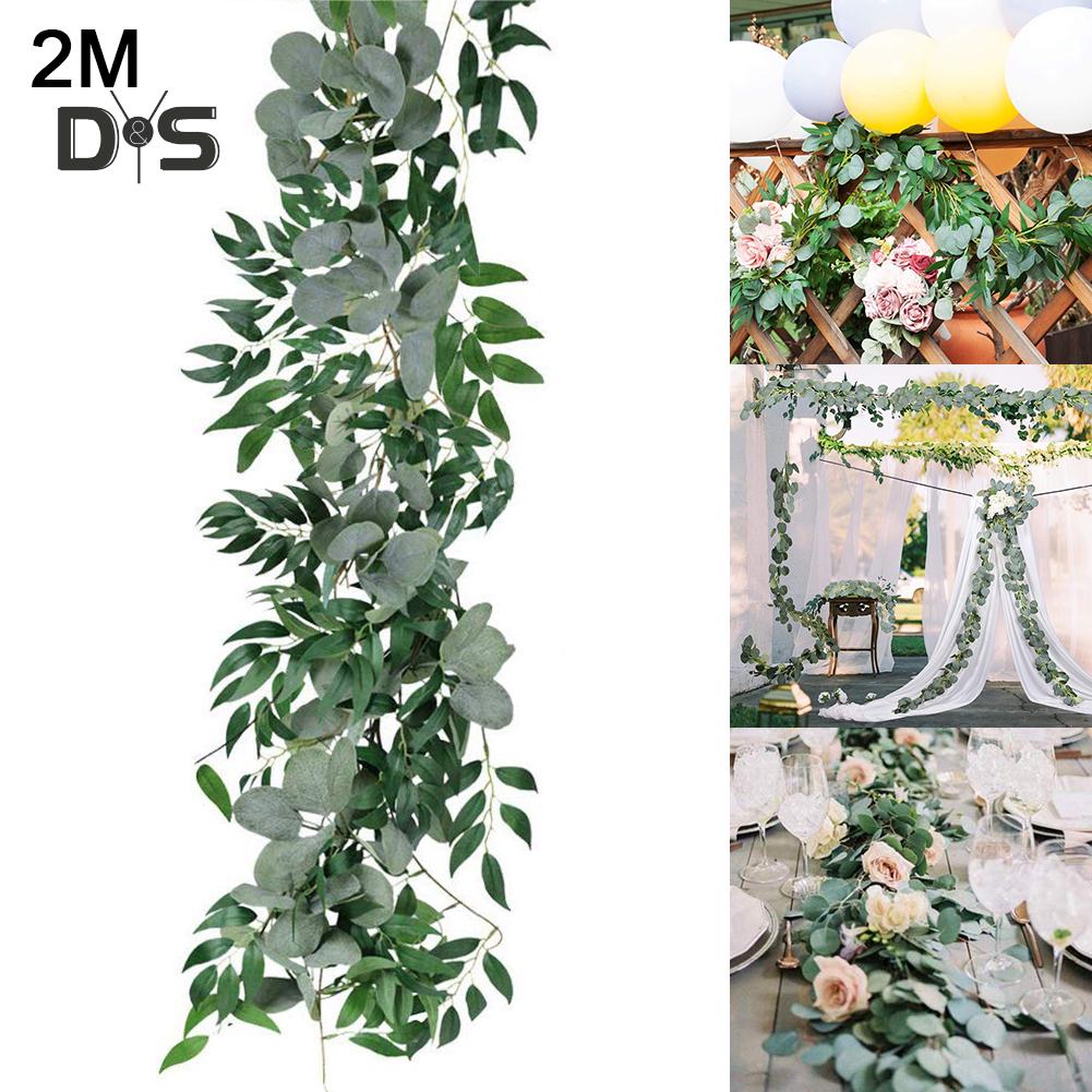 Blooming Bouquet Faux Hanging Eucalyptus Vine Leaves Garland Photo Props Homen Decor