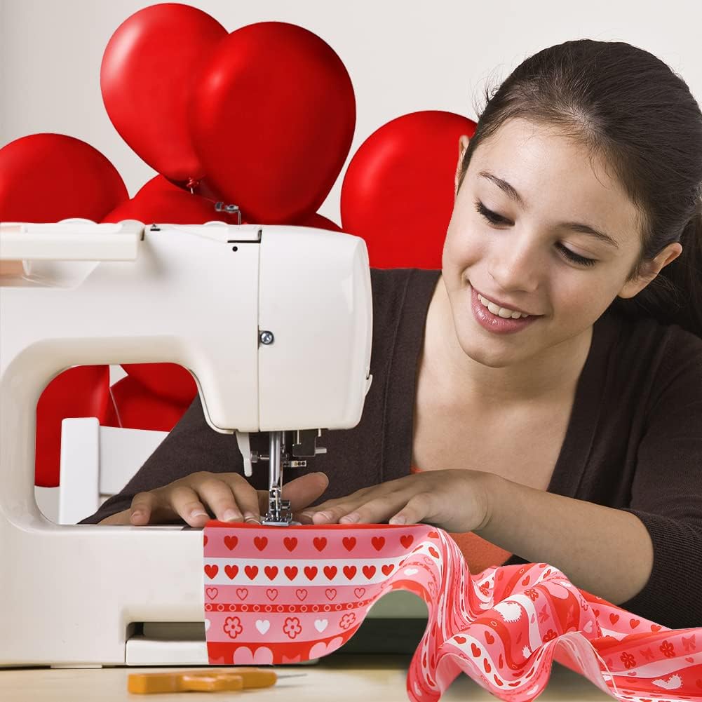 Valentine's Day Cotton Fabric Squares 20x20 Inch, 8PCS Valentine Fabric Heart Print Red Pink Patchwork Sewing for DIY Crafts Supplies, Gift Wrap for