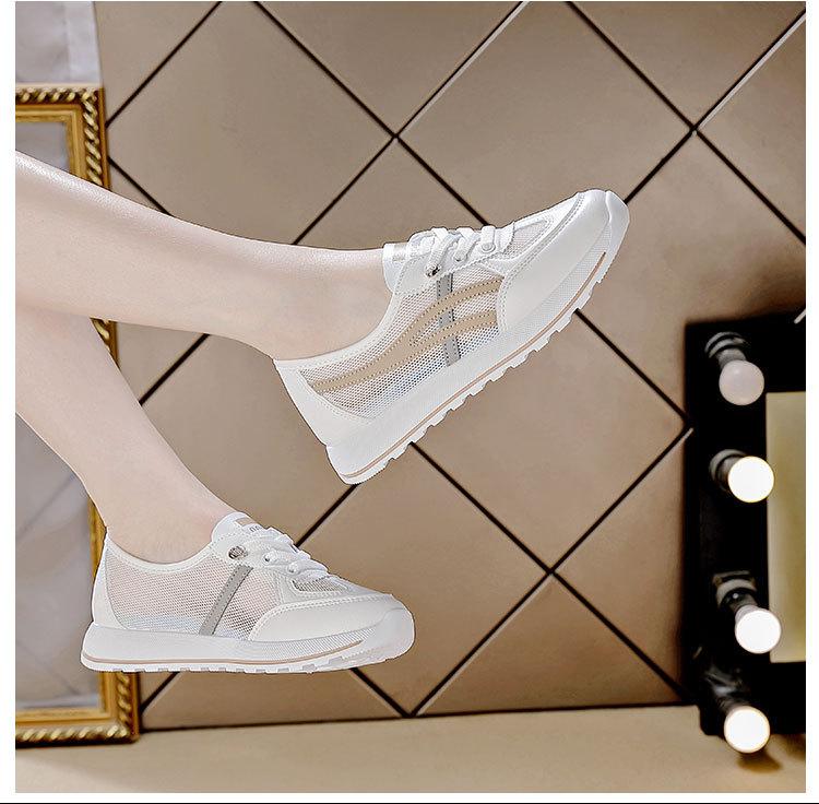 Summer New Popular Little White Shoes Women's Mesh Soft Sole Ins Trendy Sports Shoes Flat Bottom Showing Feet Elementary School Running Shoes