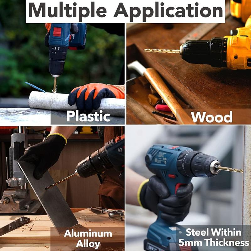 13Pcs Titanium Plated Twist Drill 1.5-6.5Mm Hexagonal Handle Electric Drill Driver Drilling Air Screwdriver Tool Accessories Set