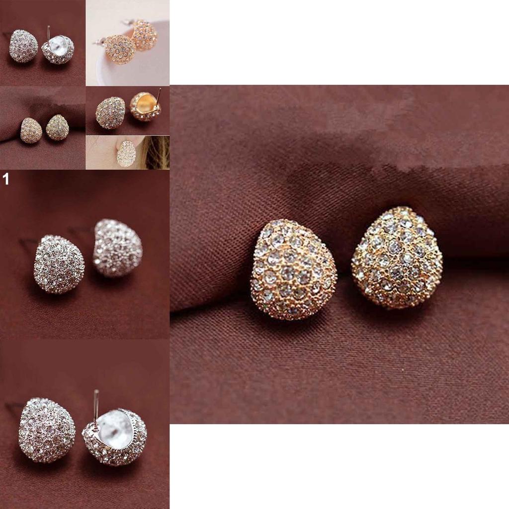Chic And Stylish Women's Korean Crescent Moon Rhinestone Shining Stud Earrings
