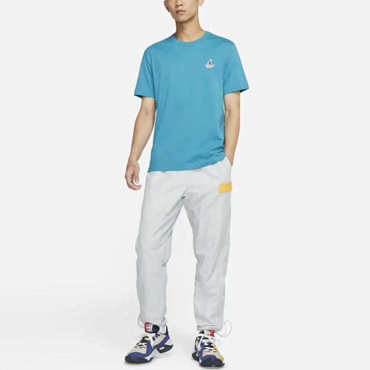 Jordan T Shirts Men's Blue Crew Neck Moderate Straight Fit DH3613-474