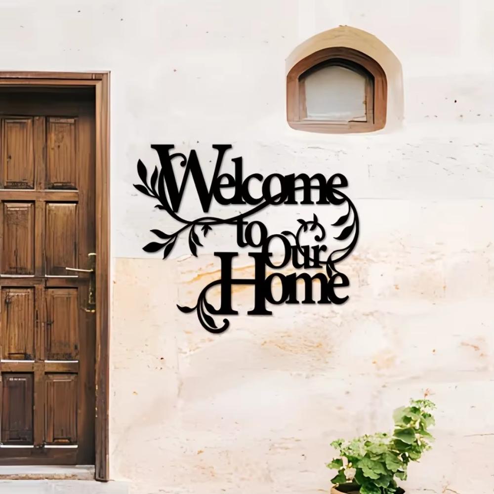 1pc Metal Welcome To Our Home Wall Sign - Wall Decoration Pendant. Welcome Sign. Home Decor. Porch & Living Room Artwork.