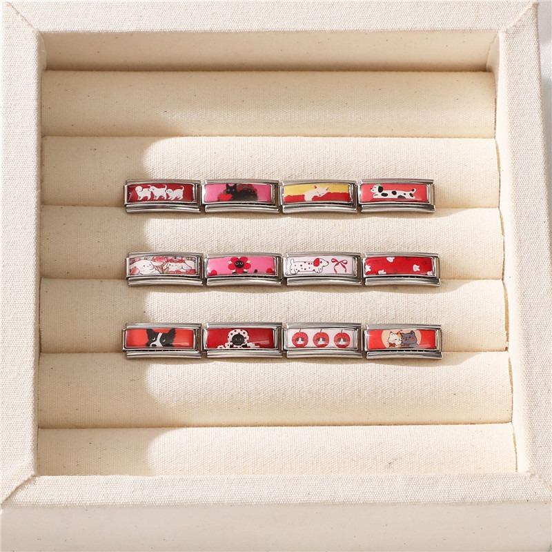 New Women's Gift Cute Rabbit Cat Dogs Italian Charms Links Beads Fit 9mm Stainless Steel Modular Modular Bracelet Jewelry