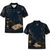 Men's Dark Academia Polo Shirt Vintage Parchment Print Short Sleeve Shirt Retro Literary Style Casual Streetwear Fashion Top