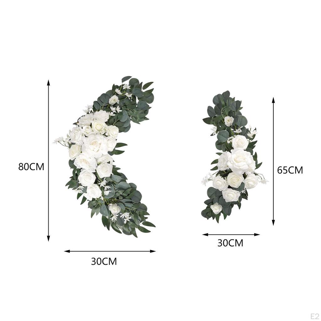 2 Pieces Artificial Floral Swag Wedding Welcome Signs Backdrop Wall Decor Decorative