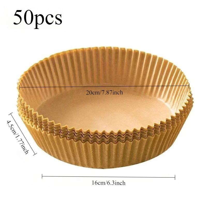 20/50PCS Air Fryer Disposable Paper Square Round Baking Paper Barbecue Plate NonStick Mat Kitchen Oven Oil Absorbing Paper Tool