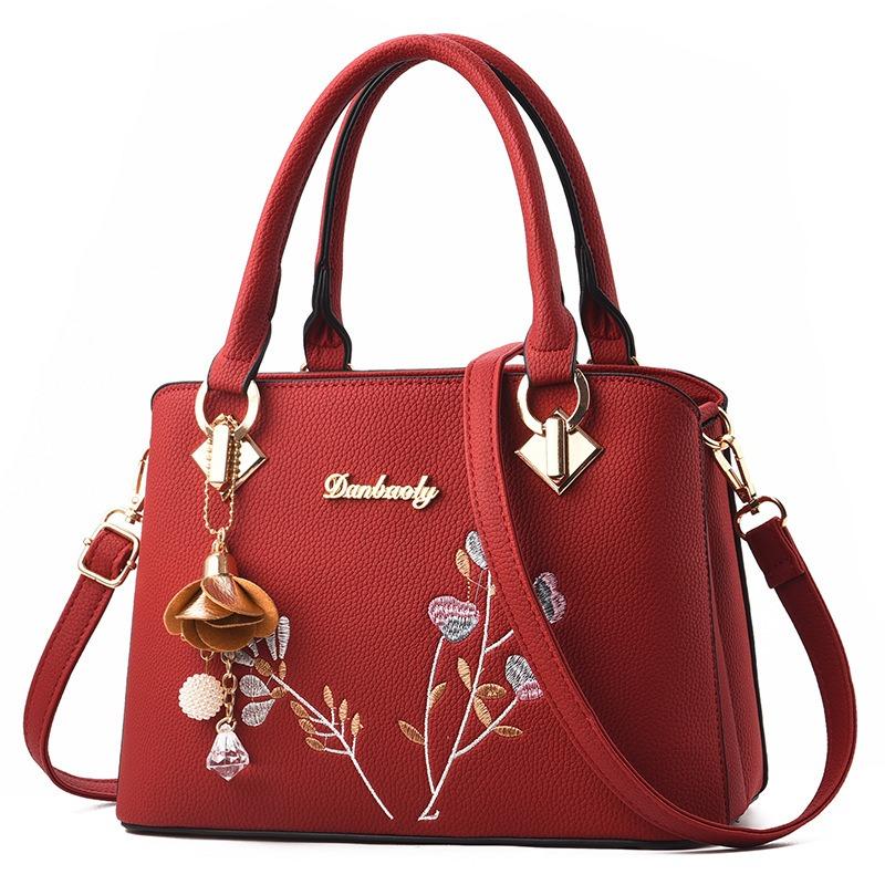 mazon women's  new trendy fashion embroidered handbag shoulder messenger bag