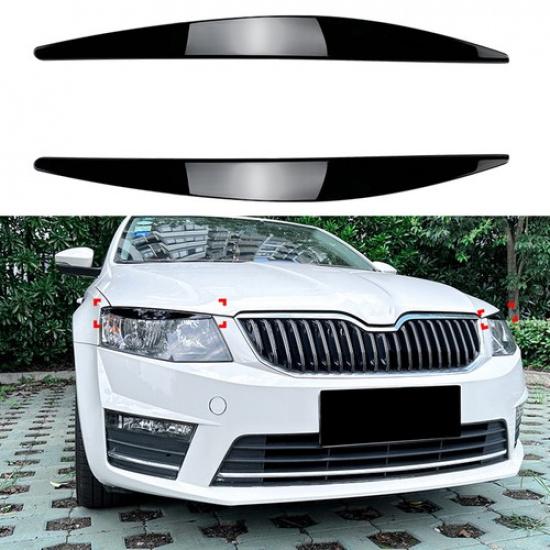 Для Skoda Octavia MK3 2015-2017 2016 Накладки на фары черные 2 шт.