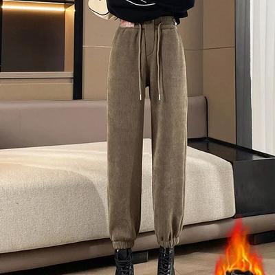 Winter Fashion Velvet Ζεστό Φαρδύ ίσιο παντελόνι Γυναικείο Γυναικείο ψηλόμεσο κολάν γραφείου Παχύ μασίφ παντελόνι 29584