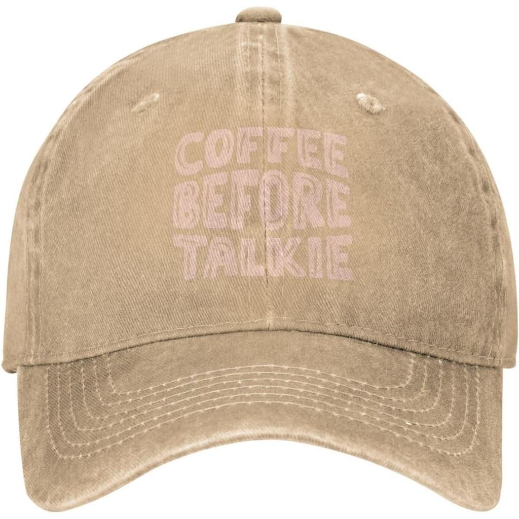 Kaffee Vor dem Reden Grafik Baseballkappe Vintage Gewaschener Denim Dad Hat Verstellbar Unisex